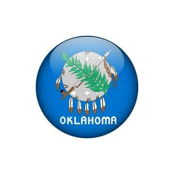 Oklahoma Round Circle Button Flag of the US States Vector Template Stock Illustration