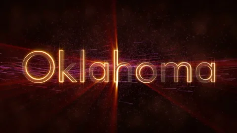 Oklahoma - Shiny looping state name text animation Stock Footage 99578935
