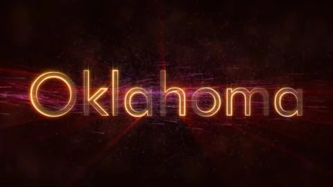 Oklahoma - Shiny looping state name text animation Stockillustratie