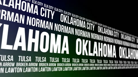 Oklahoma State and Major Cities Scrolling Banner Stock Footage 43240630