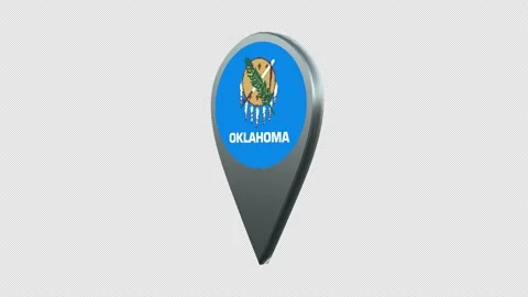Oklahoma State Flag Location Map Marker Pin With Alpha Channel Looped Stock Footage 239461703