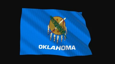Oklahoma state flag waving on black background seamless loop 스톡 동영상 344677988
