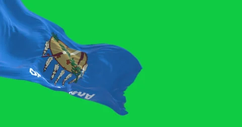 The Oklahoma state flag waving isolated on green background Stock Footage 344960885