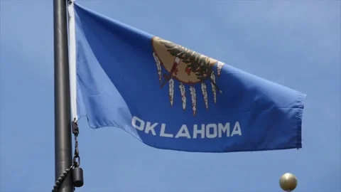 Oklahoma State Flag Waving Slow Motion Stock Footage