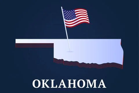 Oklahoma state Isometric map and USA national flag 3D isometric shape of us s Stock Illustration