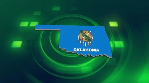 Oklahoma State Map and Flag Background Stock Footage 344648824