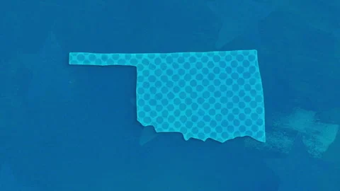 Oklahoma State Map with Blue Dotted Texture Vídeo Stock 347285666