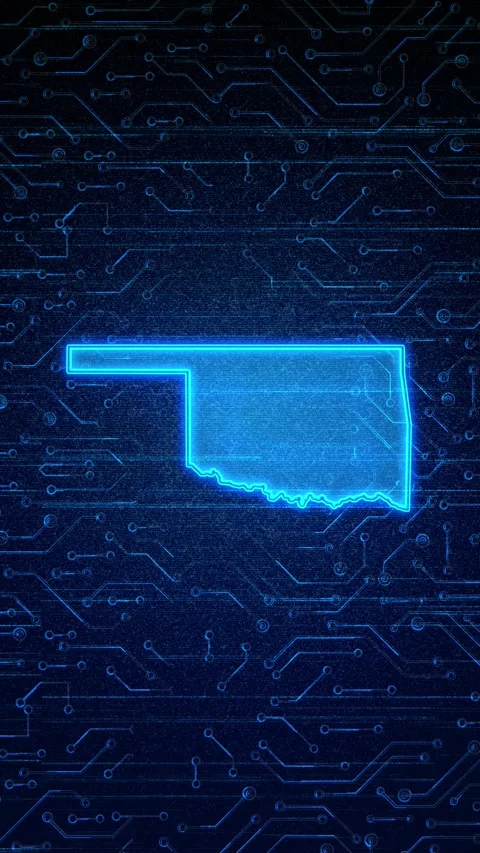 Oklahoma State Map Digital Technology Opener Stock Footage 336391412