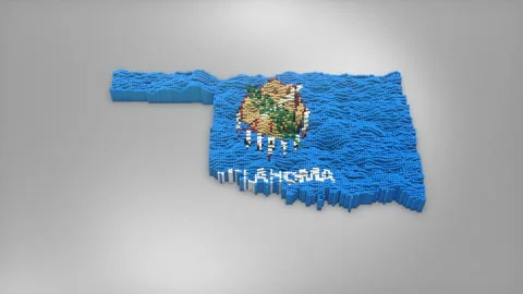 Oklahoma State Map with Flag Intro Background Stock-Footage 315166400