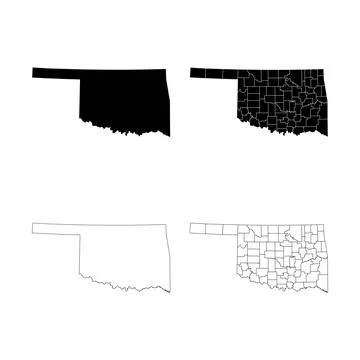 Oklahoma State Outline and Solid Fill Map Set. Illustration