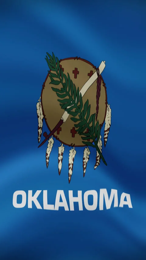 Oklahoma State Waving Flag in Vertical Orientation – Realistic Loop Animation Stock Footage 294949184