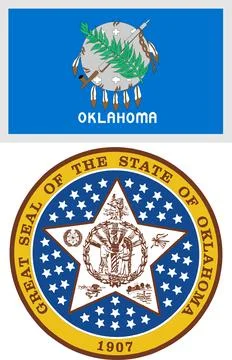 Oklahoma US State Flag and Coat of Arm Design Stock Illustration