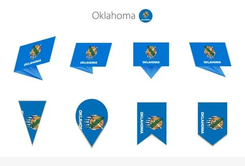 Oklahoma US State flag collection, eight versions of Oklahoma vector flags. Illustrazione stock