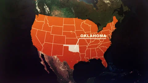 Oklahoma US State Satellite Map Animation V1 Stock Footage 304108834