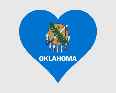 Oklahoma USA Heart Flag. OK US United States of America Love Shape State Banner Stock Illustration