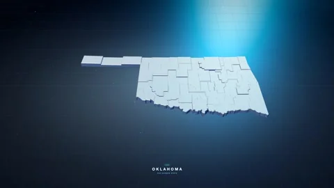 Oklahoma USA state map with glowing tech digital network style Stock Footage 340614162