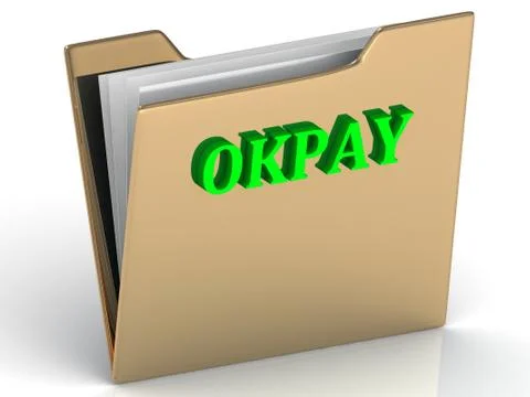 OKPAY - bright letters on a gold folder on a white background Stock Illustration