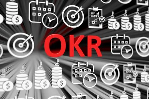 OKR concept blurred background 3d render illustration Stock Illustration