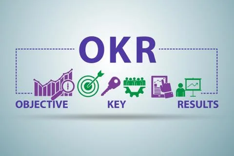 OKR concept with objective key results Stock Illustration