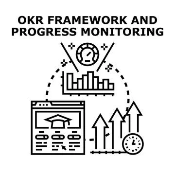 Okr framework implementing goals and tracking progress イラスト素材
