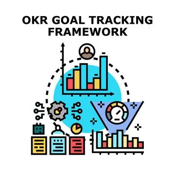 Okr goal tracking framework for business performance management Stock Illustration