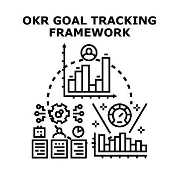 Okr goal tracking framework for business performance management Stock Illustration