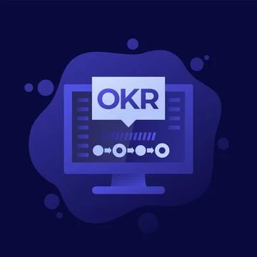 OKR icon with a computer, vector design Illustrazione stock