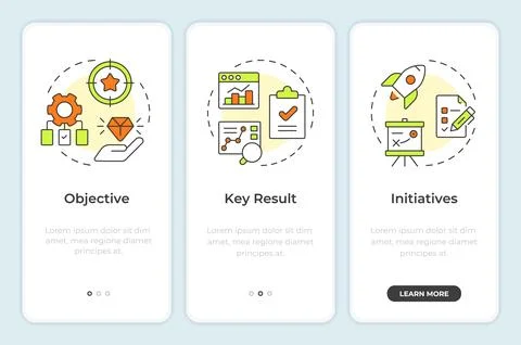 OKR methodology onboarding mobile app screen 库存插图