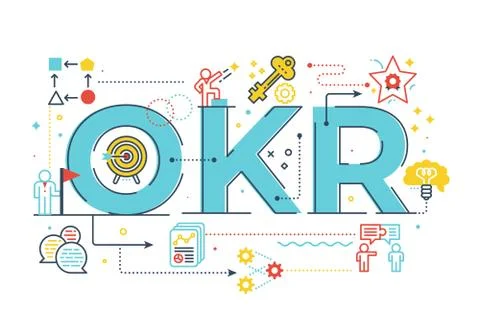 OKR (Objectives and key results)word lettering illustration Stock-Illustration