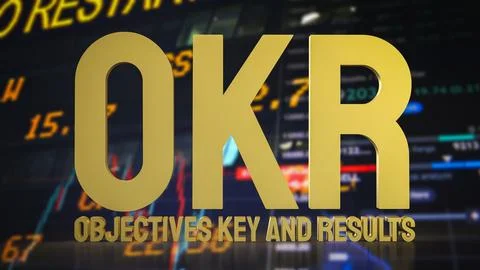 The OKR or  Objective and Key Results for Business concept 3d Rendering. Stockfoto's