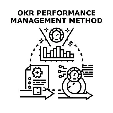 Okr performance management method vector concept 스톡 일러스트
