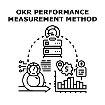 Okr performance measurement method for business goals 스톡 일러스트