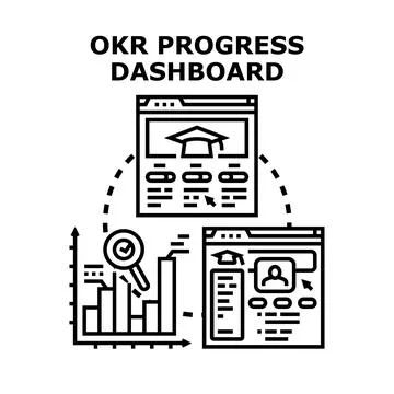 Okr progress dashboard analyzing business development performance イラスト素材