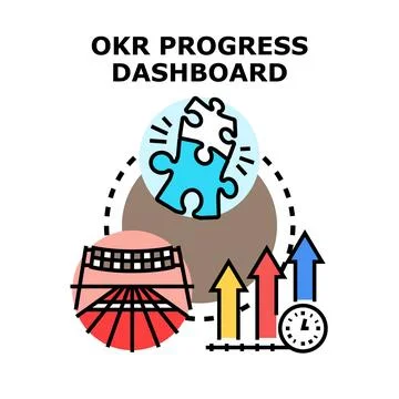 Okr progress dashboard concept illustrating goal achievement Stock Illustration