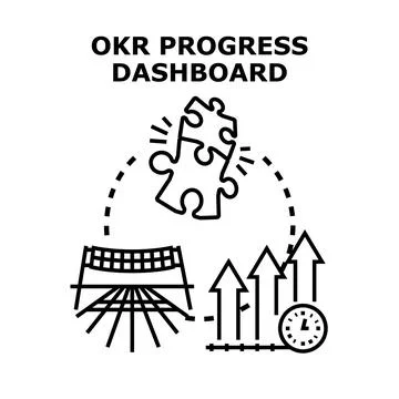 Okr progress dashboard concept illustrating goal achievement Stock Illustration
