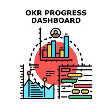 Okr progress dashboard vector concept outline icon Stock Illustration