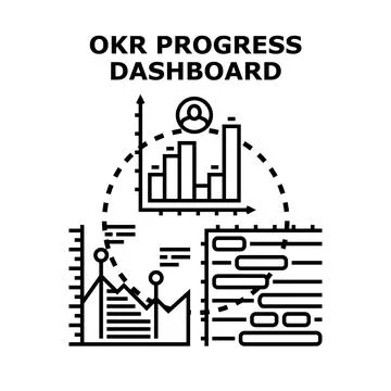 Okr progress dashboard vector concept outline icon Stock Illustration