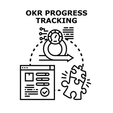 Okr progress tracking key results achievement management イラスト素材