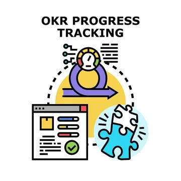 Okr progress tracking key results achievement management Stock Illustration