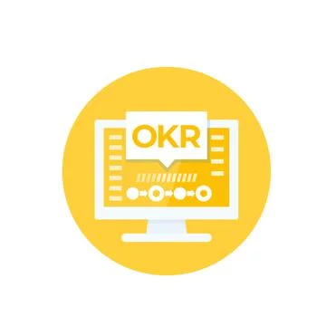 OKR vector icon with computer Illustrazione stock