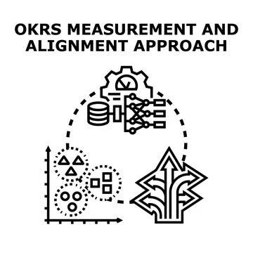 Okrs measurement method aligning business objectives and key results Stock Illustration