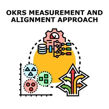 Okrs measurement method aligning business objectives and key results Stock Illustration