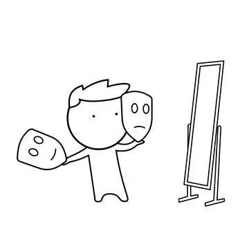 Okter in front of the mirror Stock Illustration