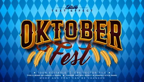 Oktoberfest 3D Editable Text Effect Design with Typography on Bavaria Flag Pa Stock Illustration
