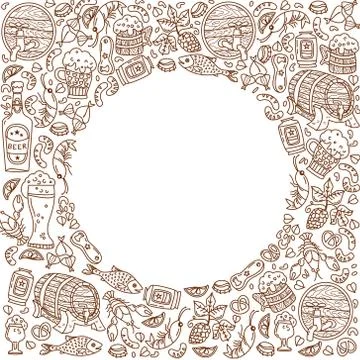 Oktoberfest background doodle Stock Illustration
