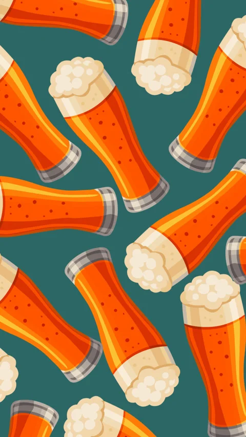Oktoberfest Beer Bottle Seamless Pattern Motion Graphic Background (2) Stock Footage 346107345