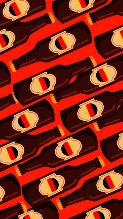 Oktoberfest Beer Bottle Seamless Pattern Motion Graphic Background Stock Footage 346110338