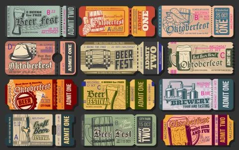Oktoberfest beer festival ticket templates Stock Illustration