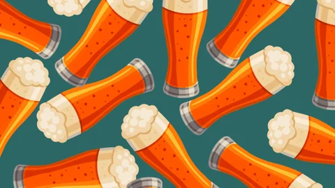 Oktoberfest Beer Glass Pattern Animated Motion Graphic Background Stock Footage 345931973