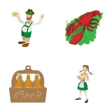 Oktoberfest celebration elements featuring people and beverages Stock Illustration